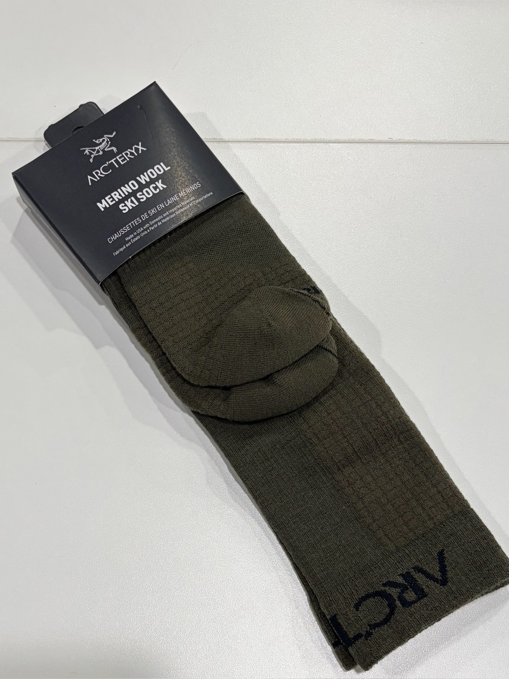 Arc’teryx Men's Medium Merino Wool Ski Sock Brown NWT Snow Snowboard Cushion